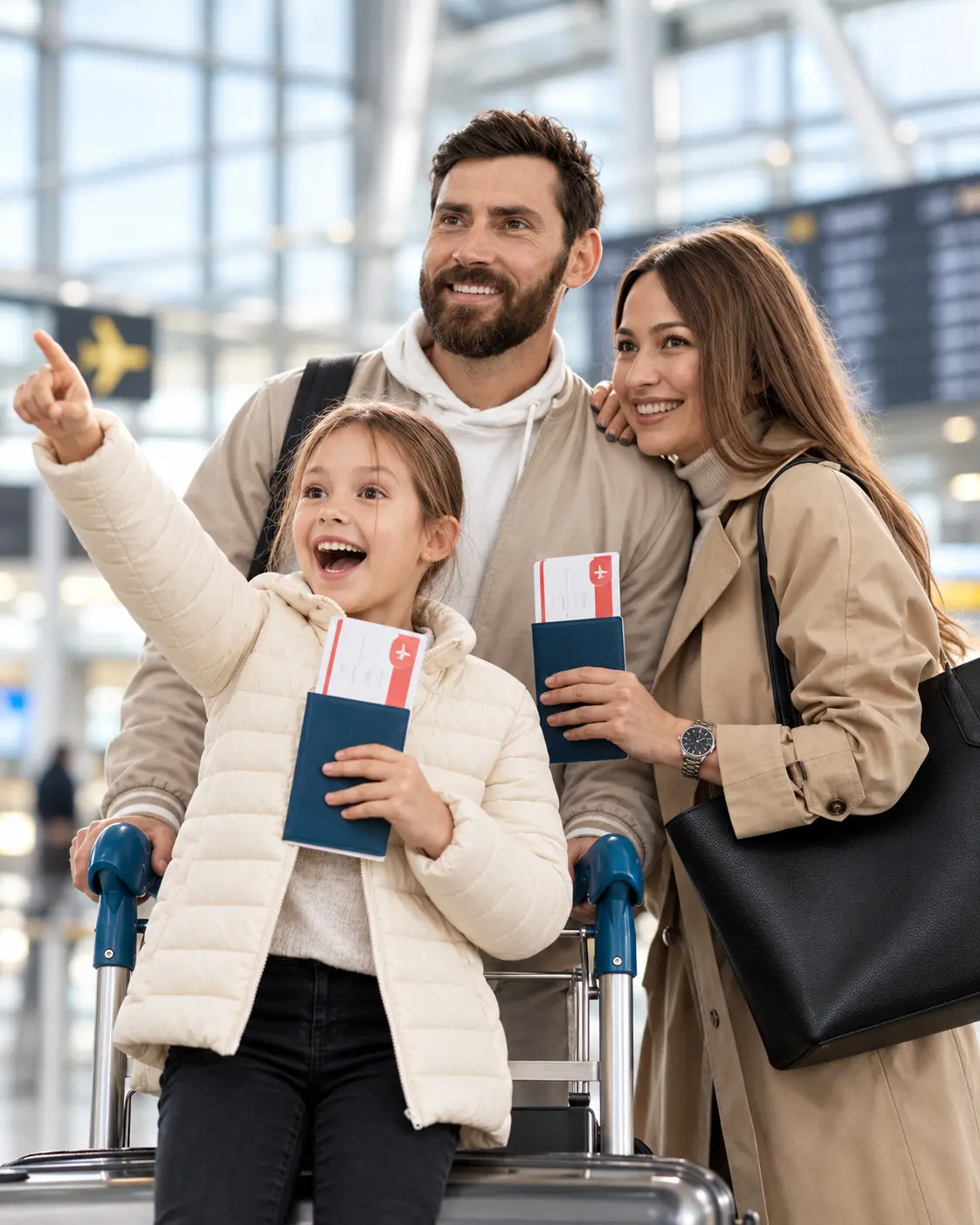 Family preparing to travel abroad